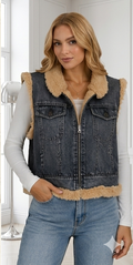 Chaleco de Mezclilla Denim & Shearling Premium