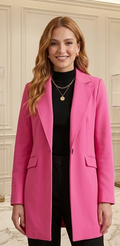 Blazer Largo Rosa Vibrante | Comodidad y Estilo Chic para Toda Ocasión