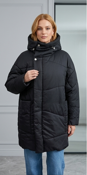 Chaqueta Puffer Oversize Negra con Capucha - Comodidad y Estilo Urbano