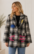 Blazer De Lana Fría Con Estampado De Cuadros Escoceses.