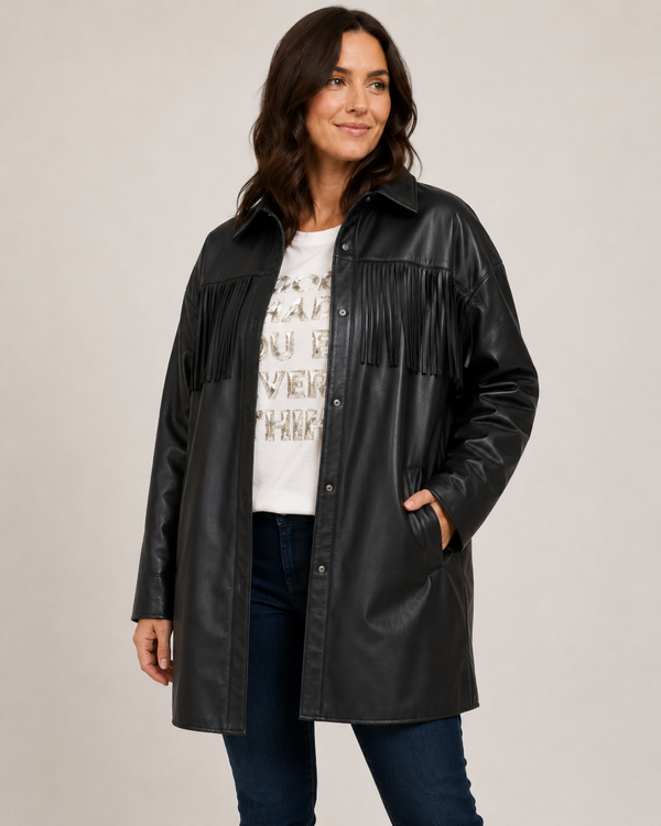 Chaqueta Sobrecamisa Western Luxe en Ecocuero
