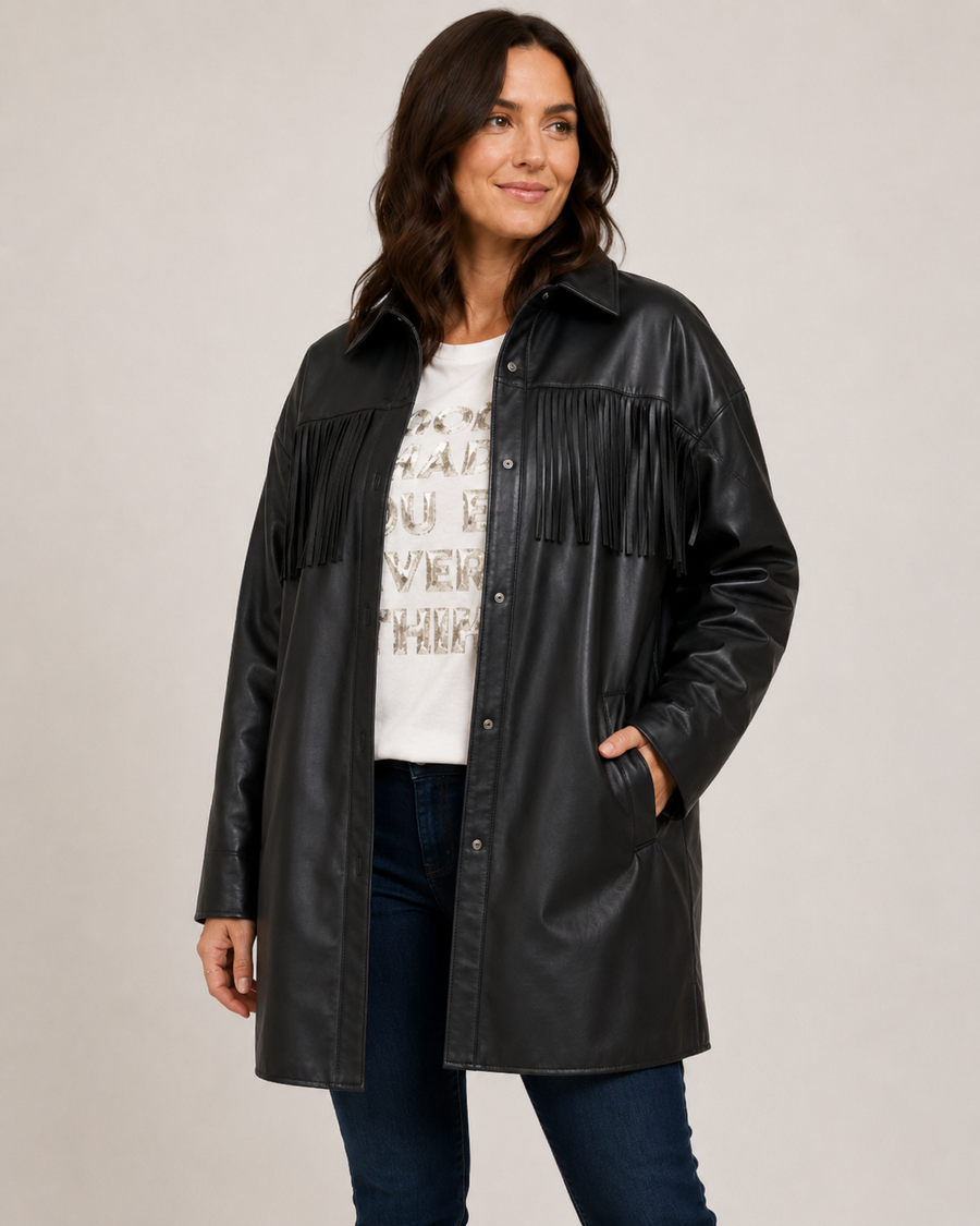 Chaqueta Sobrecamisa Western Luxe en Ecocuero
