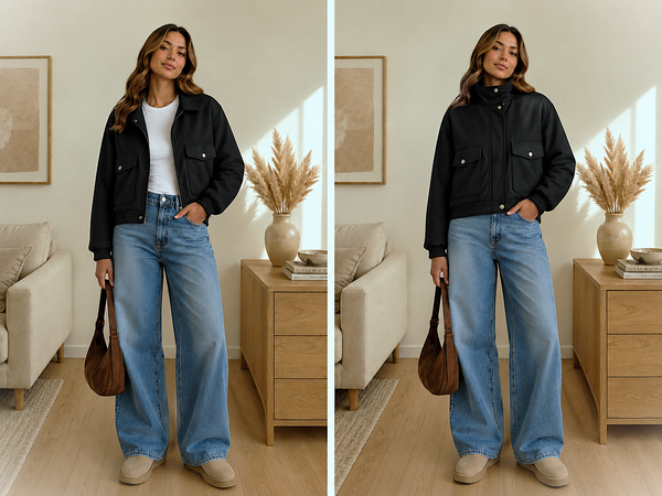 Chaqueta Bomber Aviador Elegance Tono Negro