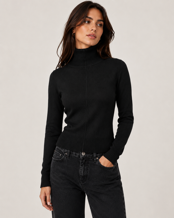 Sweater de cuello de tortuga Negro