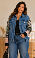 Chaqueta Vaquera con Mangas de Estampado Animal Mix | Estilo Único