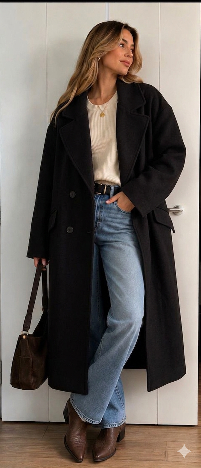 Abrigo Maxilargo Negro Minimalista: Elegancia y Versatilidad para tu Invierno