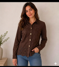 Camisa Suede Chic Calado