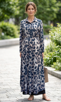 Vestido Largo Animal Print Plisado - Estilo Versátil
