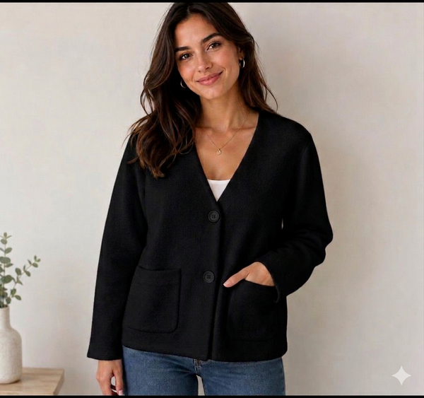 Chaqueta Corta con Bolsillos y Botones - Estilo Versátil