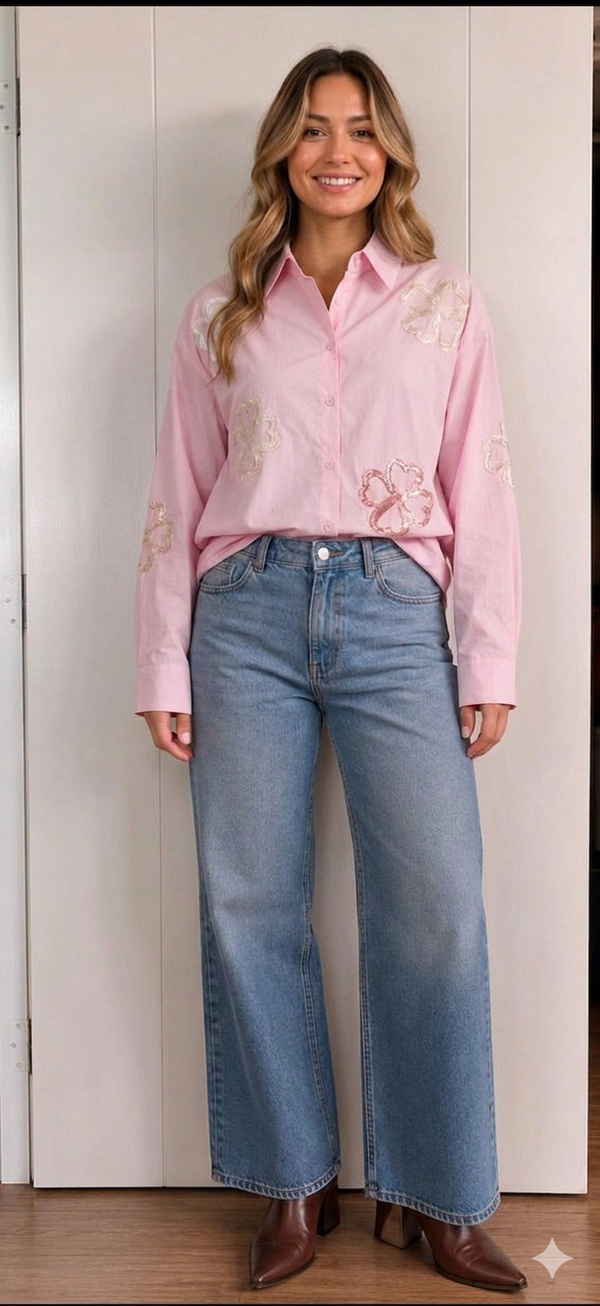 Camisa Elodie Sunflower – Rosa Pastel