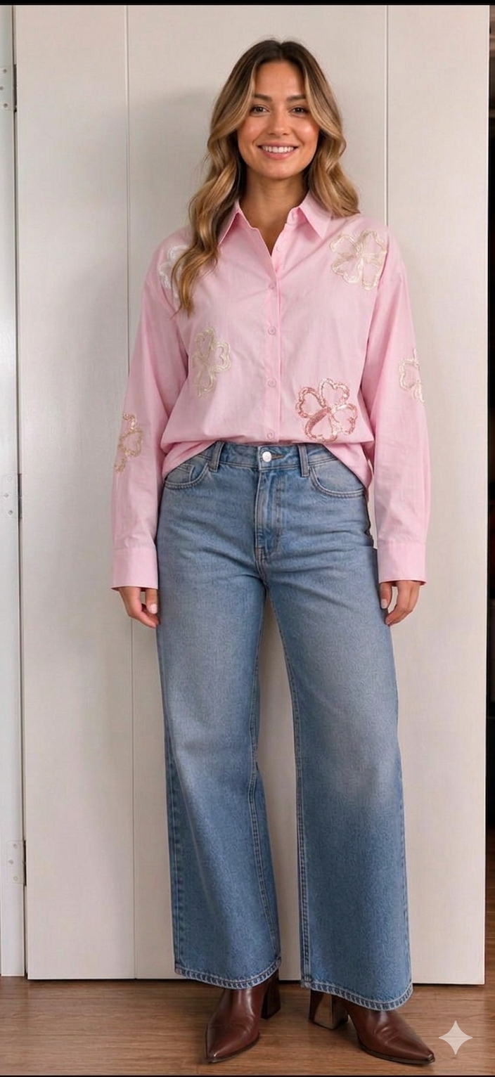 Camisa Elodie Sunflower – Rosa Pastel