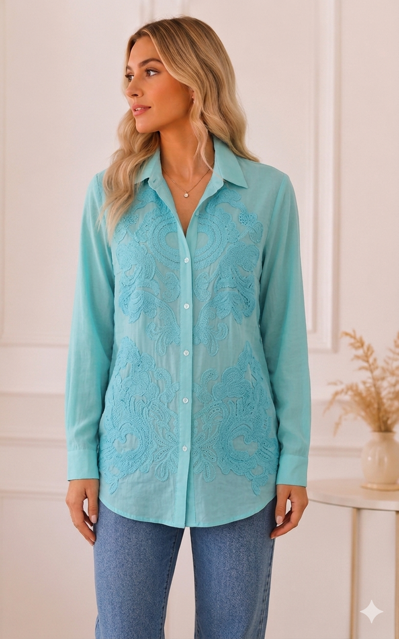 Blusa Atelier en Relieve Botánico