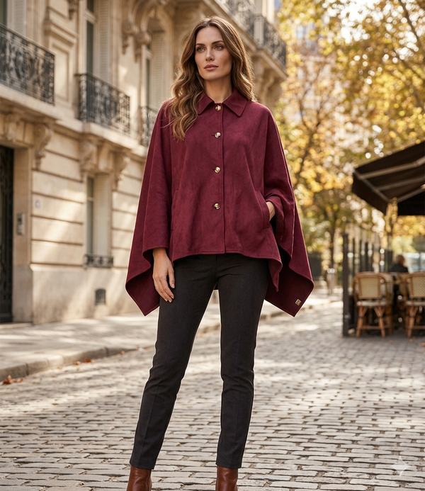 Capa Poncho Burdeos Élégance