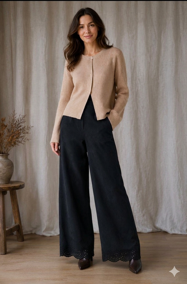 Pantalón Culotte Efecto Gamuza
