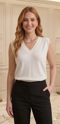 Chaleco Sweater de Punto Sin Mangas Escote V - Elegancia Casual