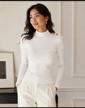 Sweater de punto acanalado con cuello alto tipo cisne