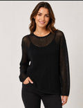 Jersey de Punto Calado Texturizado – Negro