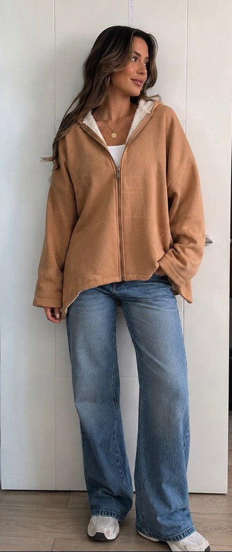 Sudadera Oversize Camel con Forro de Chiporro