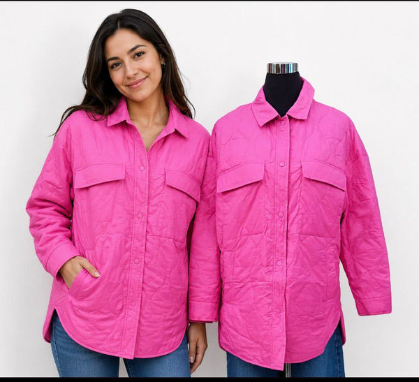 Shacket Acolchado Fucsia Tendencia | Chaqueta Oversize Casual