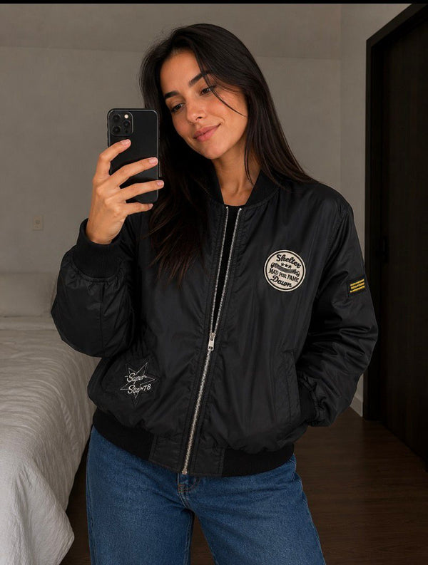 Chaqueta Bomber Negra