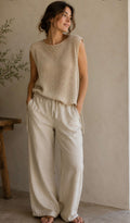Chaleco de Punto Sin Mangas Beige