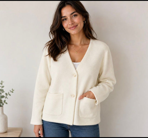 Chaqueta Corta con Bolsillos y Botones - Estilo Versátil