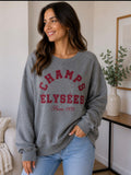 Sudadera 'Champs Élysées Paris 1970' Gris: Estilo Vintage y Comodidad Urbana