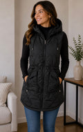Chaleco Acolchado Negro con Capucha para Mujer | Estilo y Abrigo Versátil