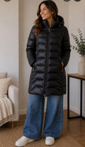 Parka Largo Acolchado con Capucha para Mujer - Elegancia y Calidez