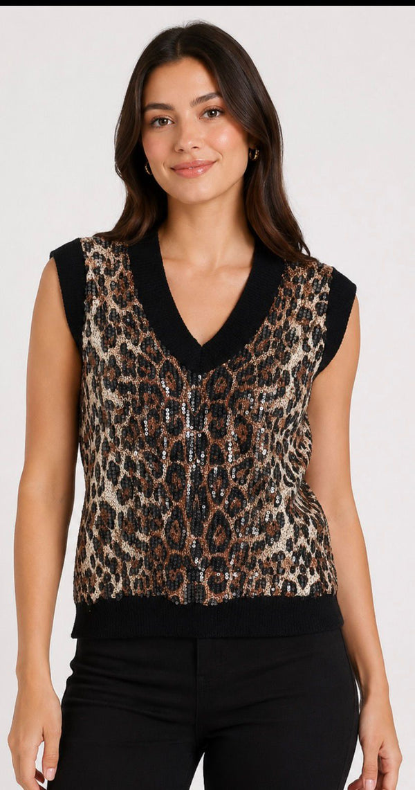 Chaleco de Lentejuelas Leopardo