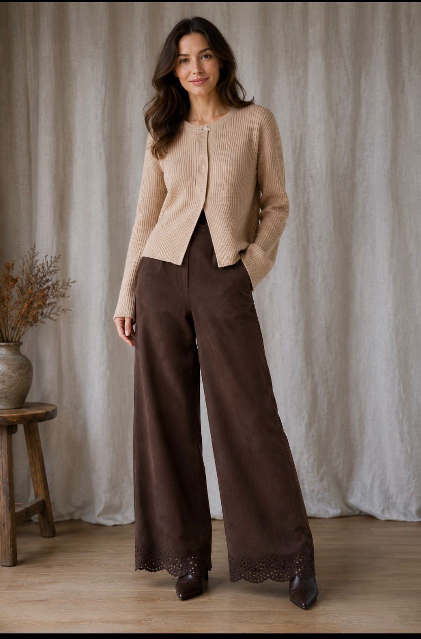 Pantalón Culotte Efecto Gamuza